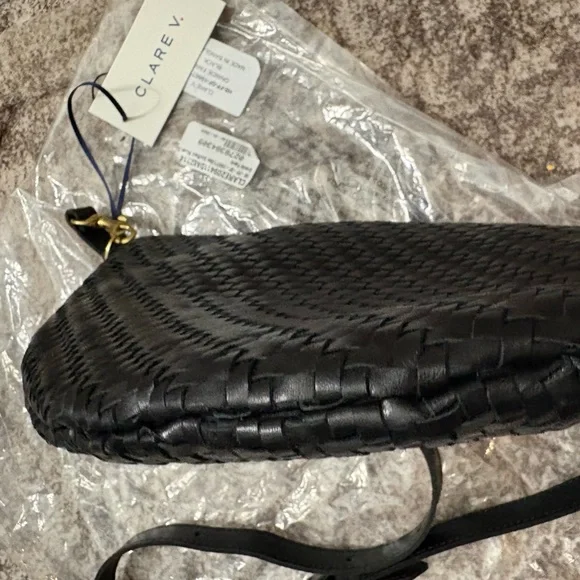 NWT Clare V grande Fanny belt bag in black woven zig zag - Picture 12 of 16